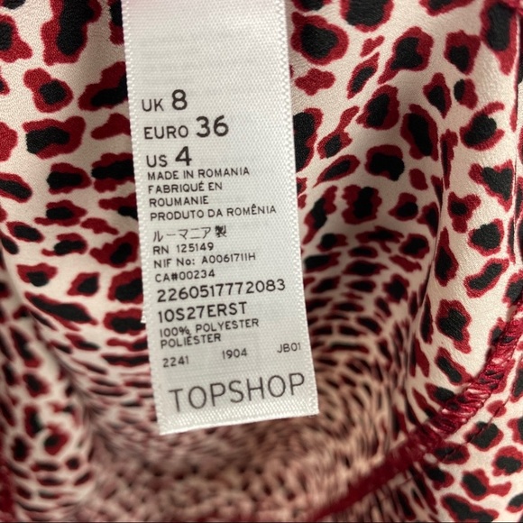 TOPSHOP Short-Sleeve Mini Dress Red / White / Blk - Picture 7 of 8